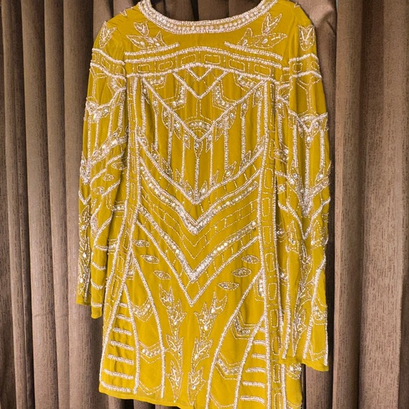 ASOS Dresses & Skirts - ASOS Yellow Beaded Long Sleeve Dress